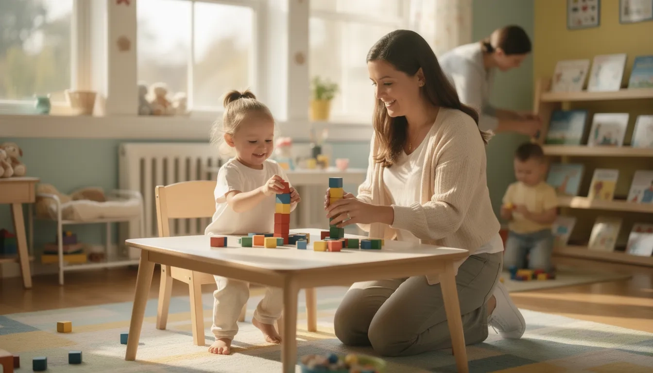 Georgia parent and child at a childcare center