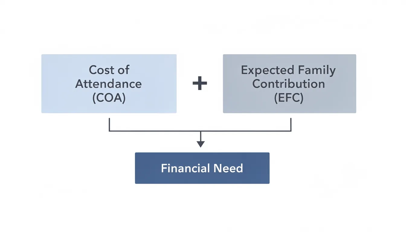Diagram showing Cost of Attendance minus Expected Family Contribution equals Financial Need