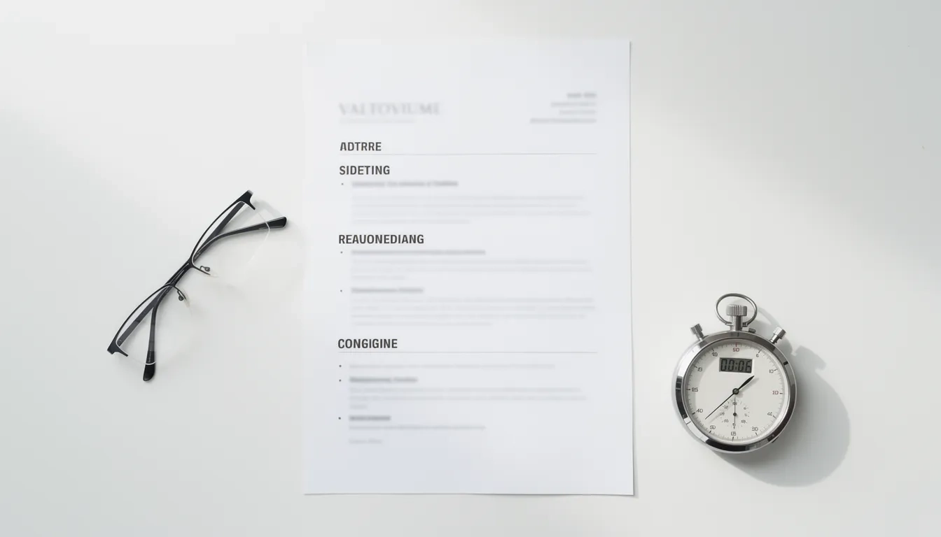 Recruiter scanning a resume in seconds, eyes drawn to the first word of each bullet point